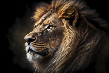 Lion portrait. Generative ai design.