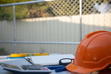 Fototapeta premium Architectural and Engineer Office desk background construction project ideas concept