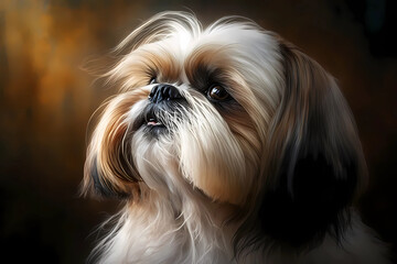 Shih tzu dog portrait. Generative ai design.