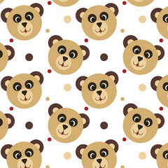 Cartoon bear, cute pattern with circles on a white background for the design of children's pajamas, bedding, t -shirts, notebooks and any design