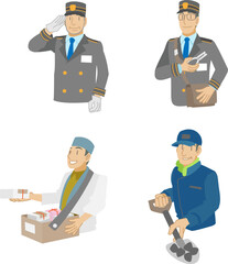 観光列車で働く人々の素材