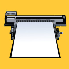 printer vector png with a paper print-out coming out. Can be used for industrial printing business marketing posters and posts for social media promotion. Simple design with small details. - obrazy, fototapety, plakaty