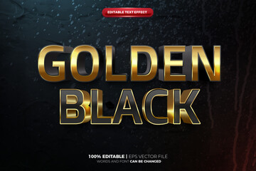 Fototapeta na wymiar Luxury Golden Black Bold 3d editable text effect template