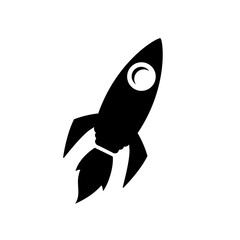space rocket launch model icon and flame. logo or banner