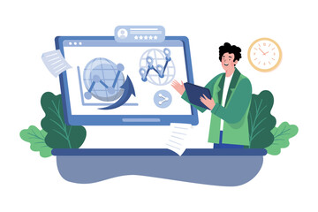 Businessman doing web analytics