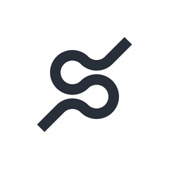 Difficult, winding path. Vector linear icon isolated on white background.