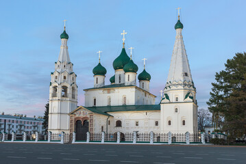 Evening view of The Church of Elijah the Prophet in Yaroslavl.