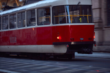 Naklejka na ściany i meble Tram public transportation in Praha, Czech republic.