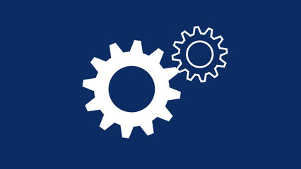 Gear icon. simple gear icon isolated on a black or blue colored background. High-resolution asset.