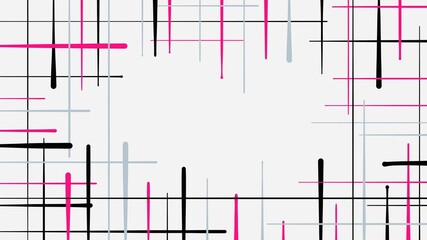 Abstract minimal background, contemporary art, crossing lines, black and magenta, color accent, tubes, industrial theme, change direction, transprent, free white copy space