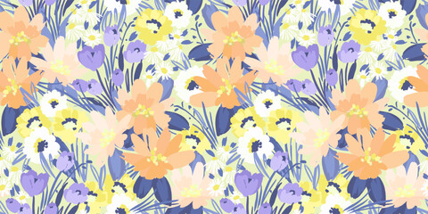 Floral seamless pattern. Vector design for paper, cover, fabric, interior decor and other - 578596907