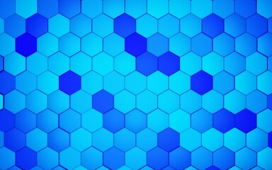 Fototapeta premium Abstract technological blue hexagonal background 3d render. Wall background texture. Wall with textured hexagons. Honeycombs backdrop