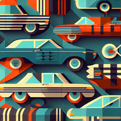 Illustration of cars pattern on pastel background, Generative AI.