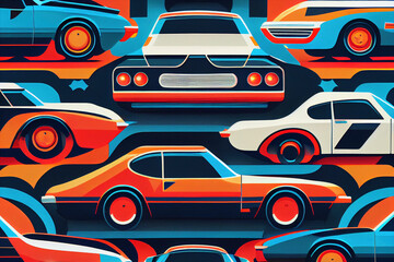 Illustration of cars pattern on pastel background, Generative AI. - 578597786