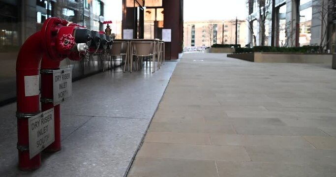 Dry Riser Inlet near to Kings Cross and St Pancras, Camden, London, United Kingdom