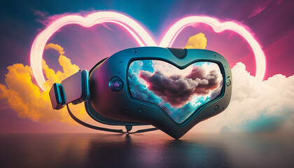 Metaverse, Future game and entertainment digital technology, VR virtual reality glasses, Generative AI.