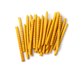 Bread Stick Isolated, Salted Breadstick, Crispy Grissini, Dry Homemade Pretzel, Bread Stick on White