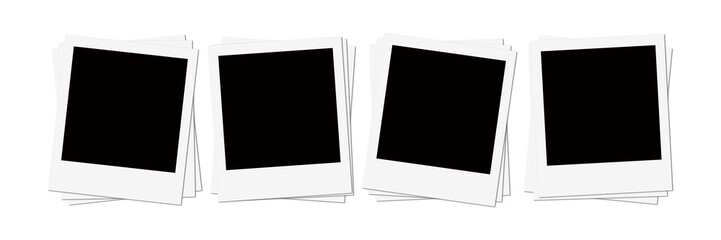 Isolated White Polaroid Photo Frame Stack