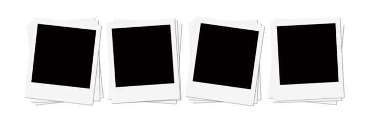 Isolated White Polaroid Photo Frame Stack
