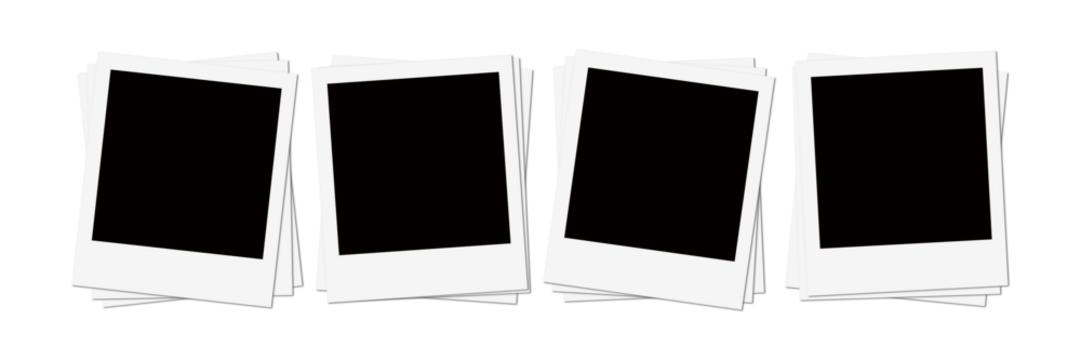 Isolated White Polaroid Photo Frame Stack