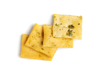 Pita Chips Isolated, Small Wheat Tortillas, Crunchy Flat Bread, Spicy Mediterranean Wheat Snack on White