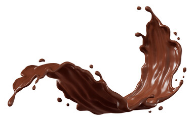 Chocolate isolated splashes wave. 3D render illustration