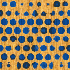 Royal Blue and Ochre Watercolor-Dyed Effect Textured Distressed Dotted Pattern