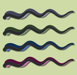 set of colorful waves, set of colorful marker ink marks, colorful fluid type structure	