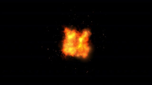 A fireball and embers with and without an alpha channel
