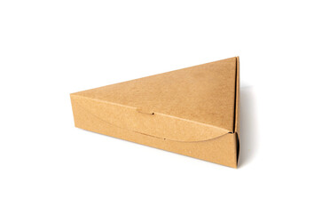 Empty Triangle Paper Box, Single Pizza Slice Cardboard Package, Triangular Box Isolated on White Background