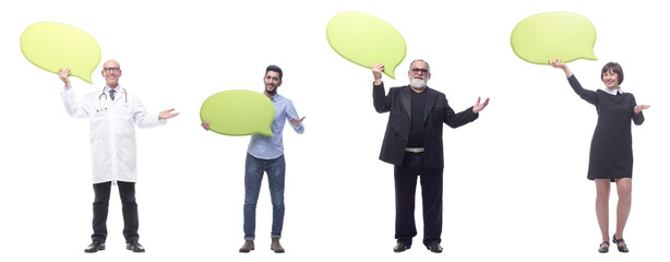 group of successful business people with comments