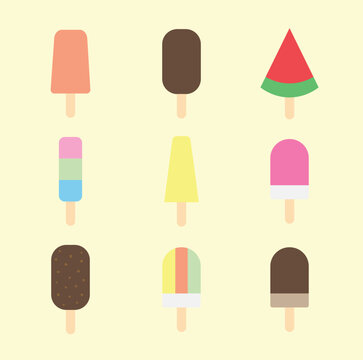 Set of popsicle ice cream vector image or clipart