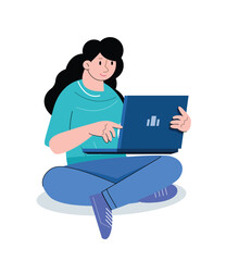 Fototapeta na wymiar character people using laptop vector illustration