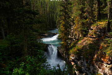 Waterfall in Glacier National Park, Montana, USA, in summer