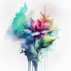 Vibrant AI-Generated Watercolor Painting of a Flower in 8K Resolution, neural network generated art.