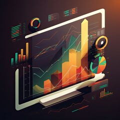 Economic growth graph financial data. Stock market investment. Financial and banking Technology.  - obrazy, fototapety, plakaty