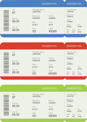 Set of airline boarding pass