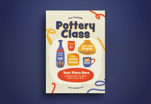 Cream Gradient Pottery Class Flyer Layout