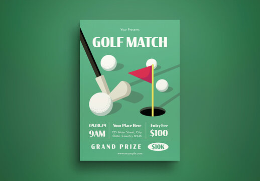 Green Retro Golf Match Flyer Layout
