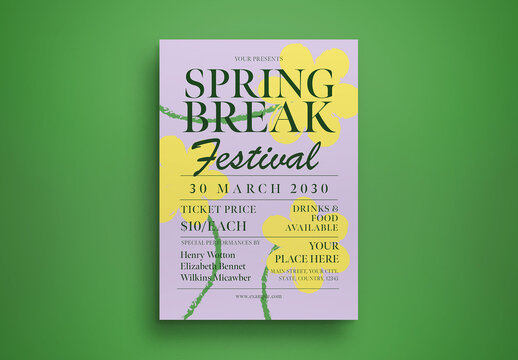 Lillac Handdrawn Spring Break Festival Flyer Layout