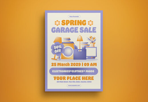 Lilac Gradient Spring Garage Sale Flyer Layout