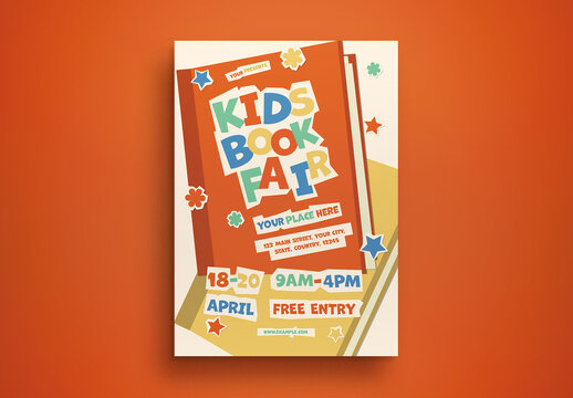 Beige Retro Kids Book Fair Flyer Layout