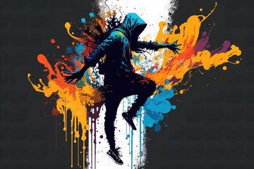 colorful art of crazy hip hop dance 8k background