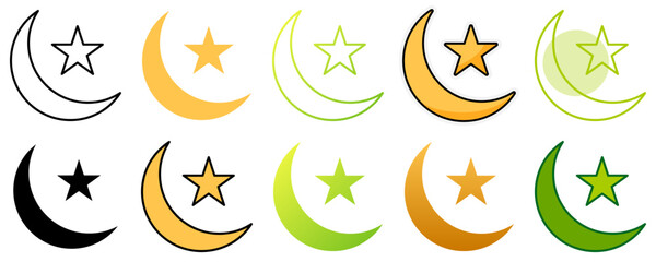 Eid Moon in flat style isolated