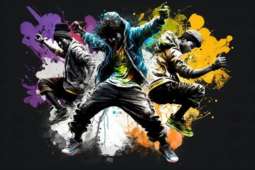 colorful art of crazy hip hop dance 8k background