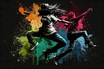 Fototapeta na wymiar colorful art of crazy hip hop dance 8k background