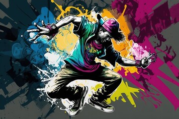 colorful art of crazy hip hop dance 8k background