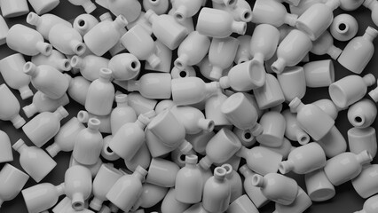 group of bottles in 3d