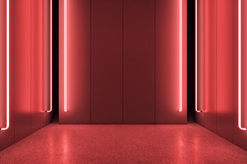 Creative red room interior. 3D Rendering.