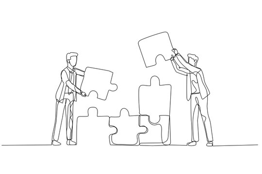 businessmen assembling puzzle pieces, teamwork concept clip art preview